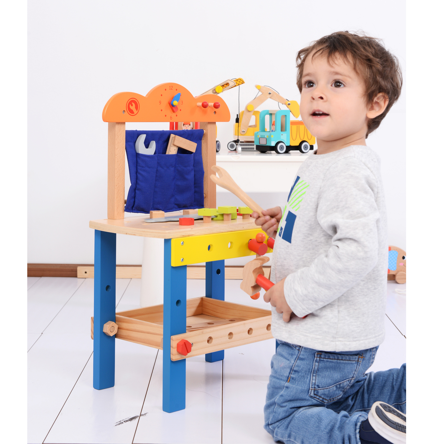 Lelin Toys - Wooden Workbench - Blue New Classic Toys