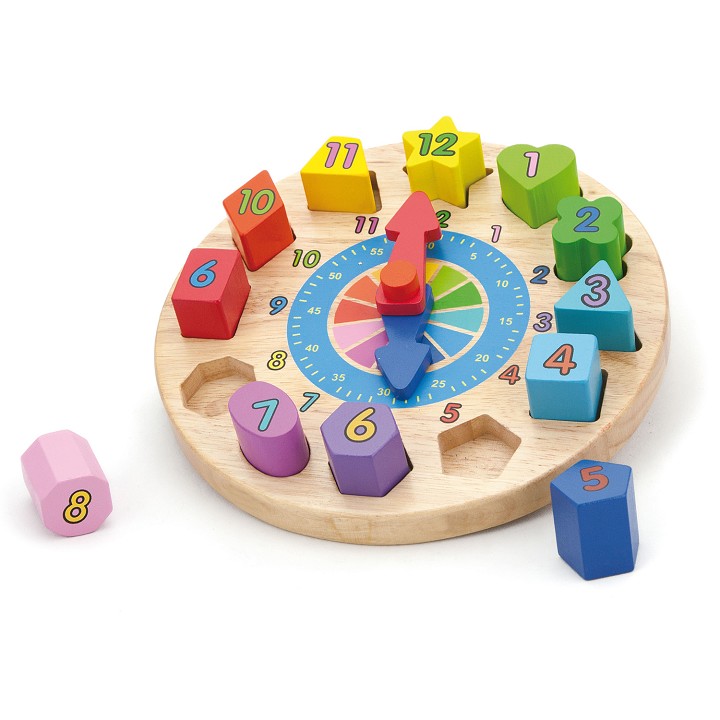 wooden clock shape sorter